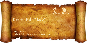 Kroh Máté névjegykártya